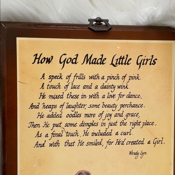 Vintage “How God Made Little Girls” Wooden Plaque - Picture 3 of 4